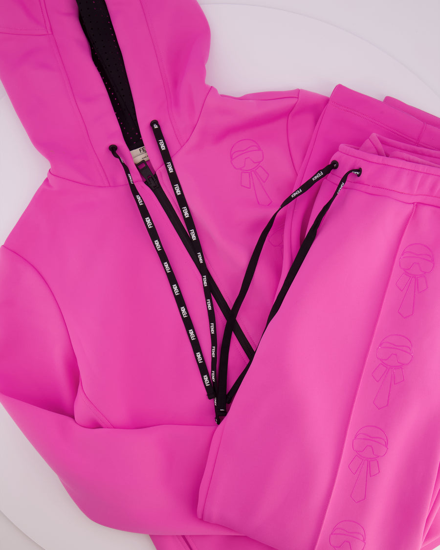 Fendi Pink Jacket and Sweatpants Sports Set with Embroidered Logo Detail Size IT 38/40 (UK 6/8)