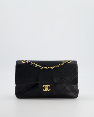 Chanel Black Vintage Small Double Flap Bag in Lambskin Leather with 24K Gold Hardware