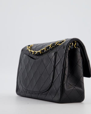 Chanel Black Vintage Small Double Flap Bag in Lambskin Leather with 24K Gold Hardware