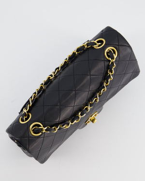 Chanel Black Vintage Small Double Flap Bag in Lambskin Leather with 24K Gold Hardware