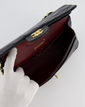 Chanel Black Vintage Small Double Flap Bag in Lambskin Leather with 24K Gold Hardware