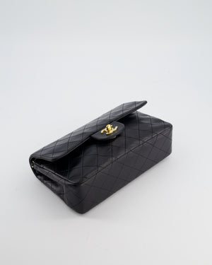 Chanel Black Vintage Small Double Flap Bag in Lambskin Leather with 24K Gold Hardware