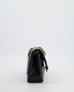 Chanel Black Vintage Small Double Flap Bag in Lambskin Leather with 24K Gold Hardware