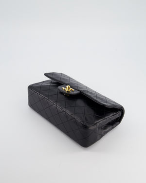 Chanel Black Vintage Small Double Flap Bag in Lambskin Leather with 24K Gold Hardware