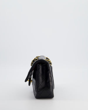 Chanel Black Vintage Small Double Flap Bag in Lambskin Leather with 24K Gold Hardware