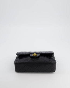 Chanel Black Vintage Small Double Flap Bag in Lambskin Leather with 24K Gold Hardware