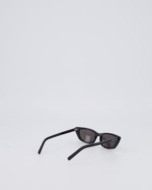 Saint Laurent Black Small Cat Eye Sunglasses with White Logo Detail
