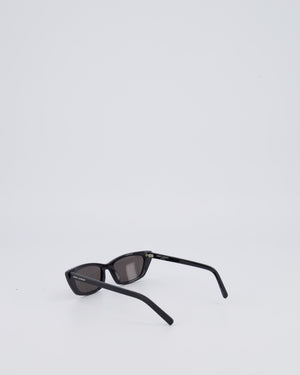 Saint Laurent Black Small Cat Eye Sunglasses with White Logo Detail