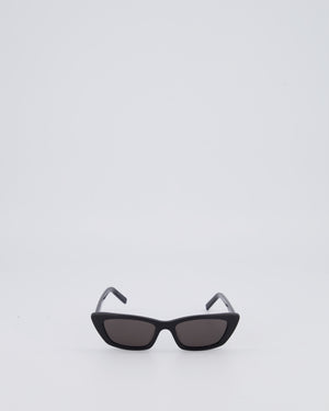 Saint Laurent Black Small Cat Eye Sunglasses with White Logo Detail