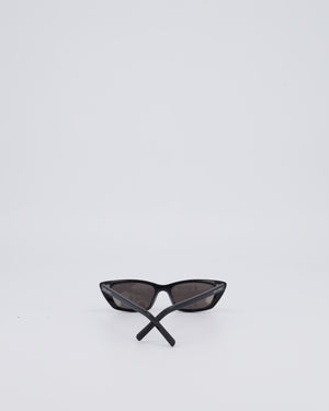 Saint Laurent Black Small Cat Eye Sunglasses with White Logo Detail