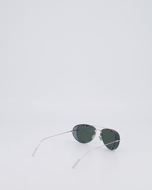 Christian Dior Silver Aviator Sunglasses with Silver Mirror Lenses