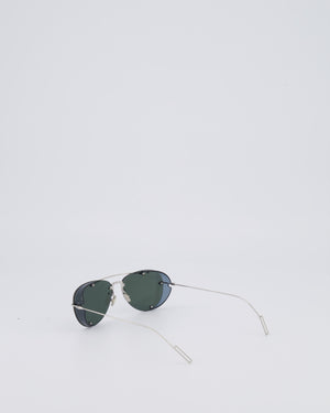 Christian Dior Silver Aviator Sunglasses with Silver Mirror Lenses