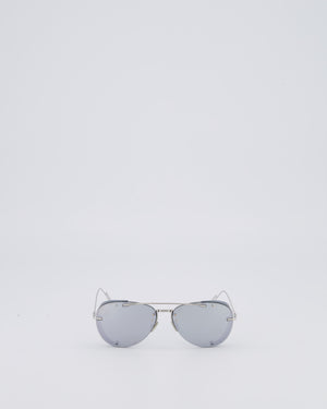 Christian Dior Silver Aviator Sunglasses with Silver Mirror Lenses