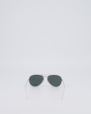 Christian Dior Silver Aviator Sunglasses with Silver Mirror Lenses