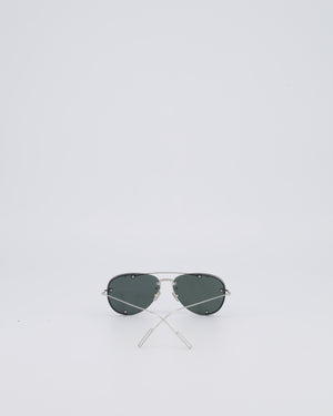 Christian Dior Silver Aviator Sunglasses with Silver Mirror Lenses