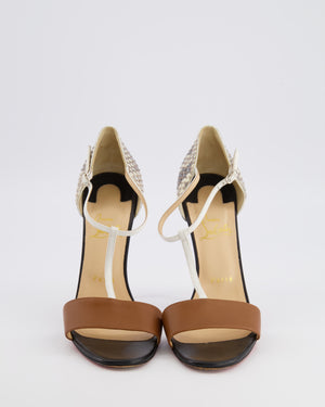 Christian Louboutin Brown, Black and Cream Python Sandal Heels Size EU 38.5