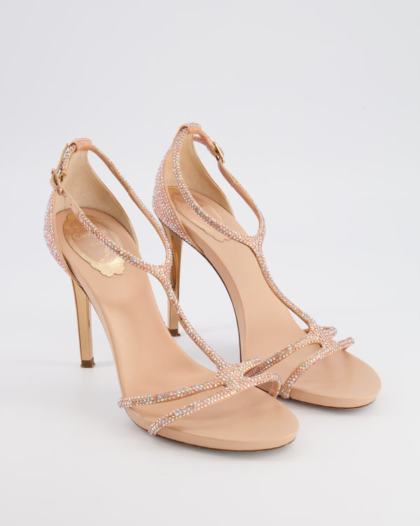 Rene Caovilla Pink Crystal Embellished Heeled Sandals EU 38.5 RRP £1,250