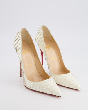 Christian Louboutin White Python Leather So Kate Pointed Toe Heeled Pumps Size EU 38.5