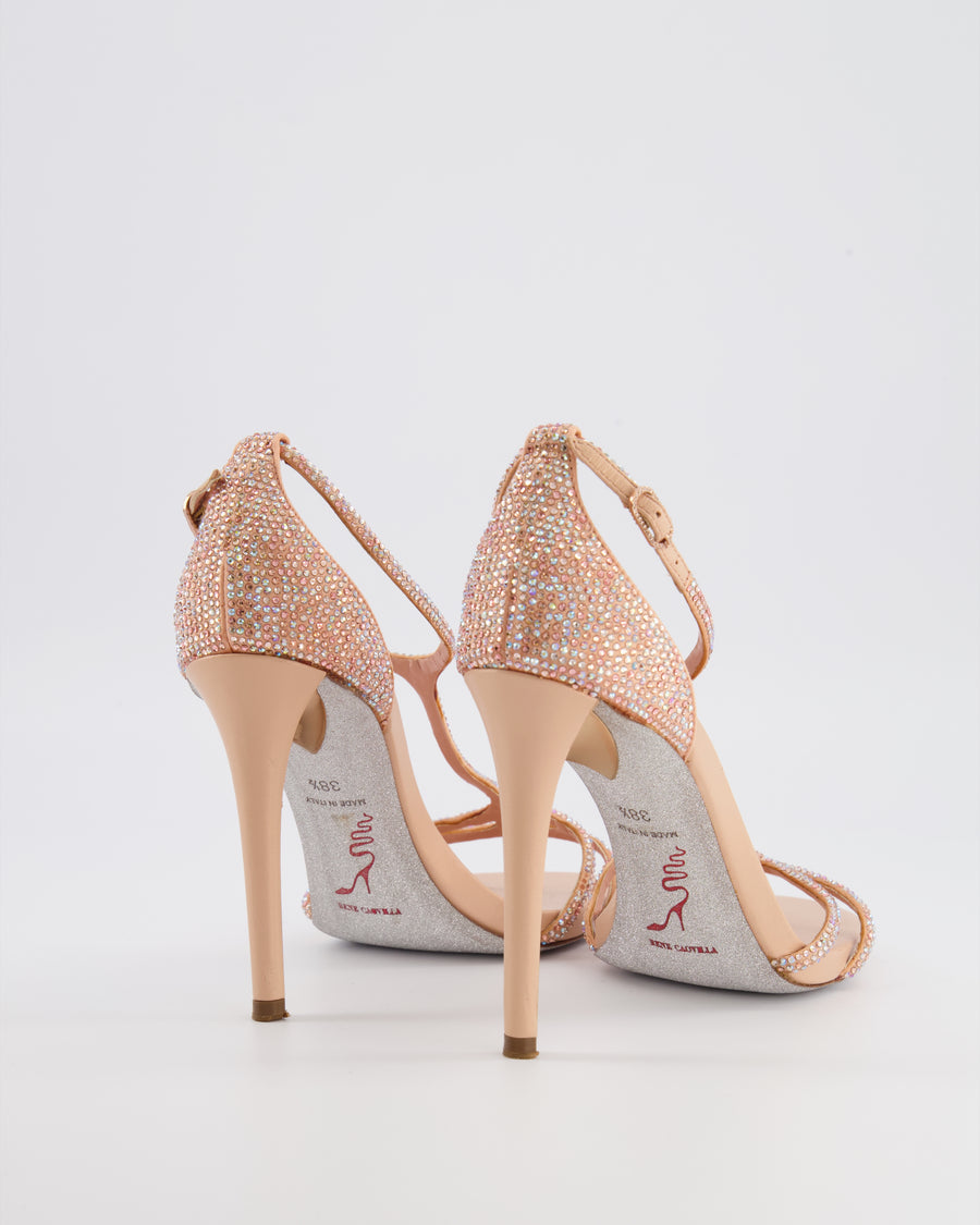 Rene Caovilla Pink Crystal Embellished Heeled Sandals EU 38.5 RRP £1,250