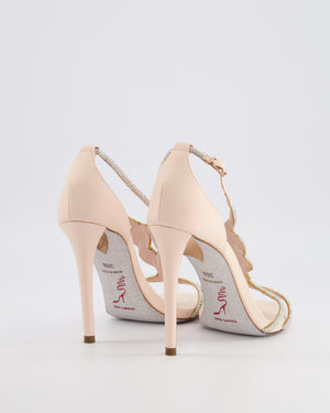 Rene Caovilla Light Pink Crystal Embellished Heeled Sandals with Knotted Detail Size EU 38.5 RRP £1,250