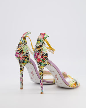René Caovilla Multicolour Floral Crystal Embellished Heeled Sandals Size EU 38