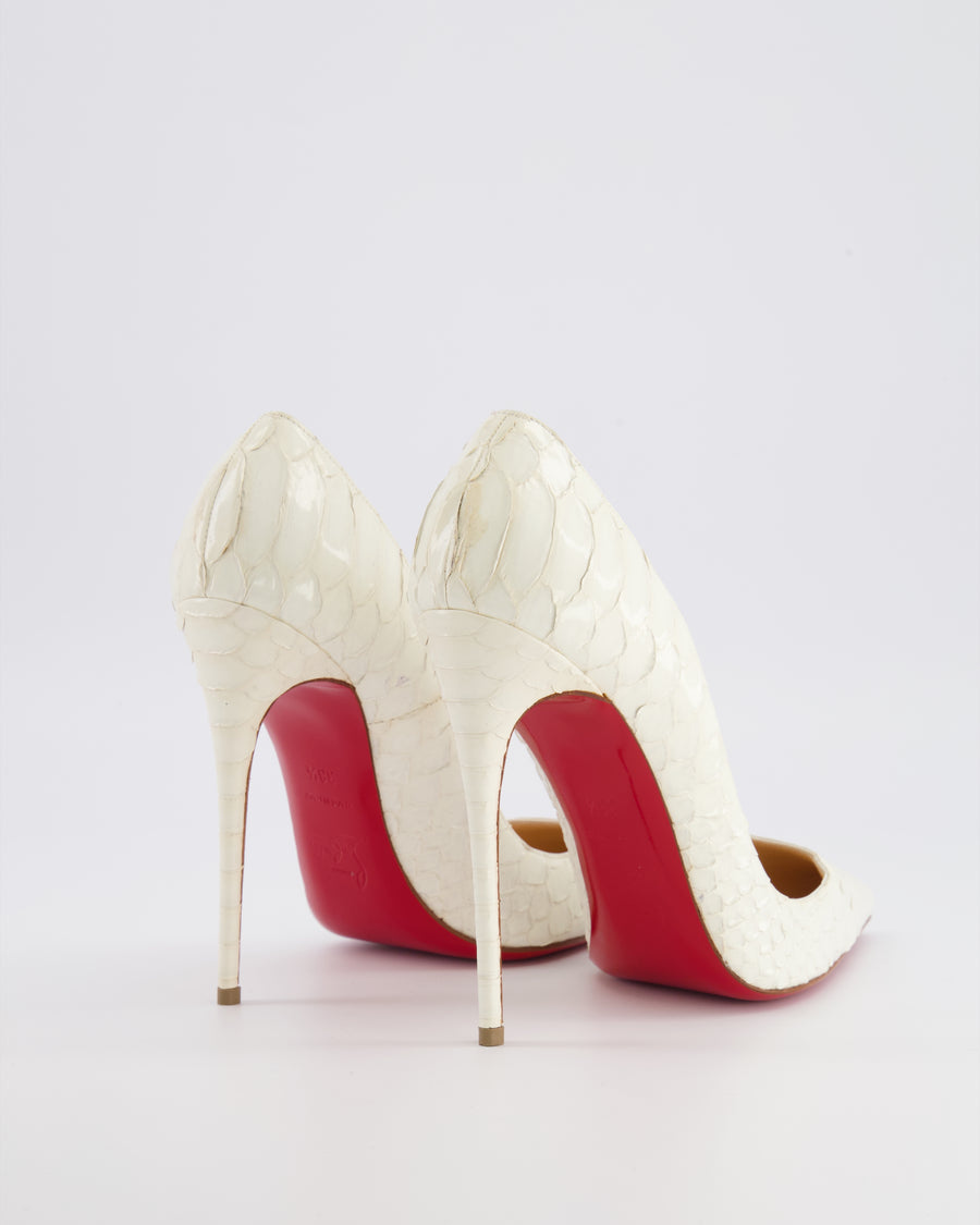 Christian Louboutin White Python Leather So Kate Pointed Toe Heeled Pumps Size EU 38.5