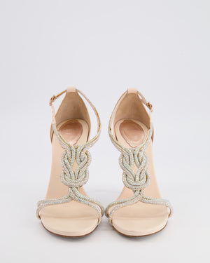 Rene Caovilla Light Pink Crystal Embellished Heeled Sandals with Knotted Detail Size EU 38.5 RRP £1,250