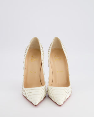 Christian Louboutin White Python Leather So Kate Pointed Toe Heeled Pumps Size EU 38.5