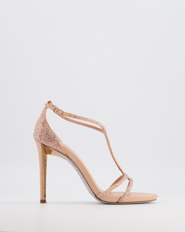 Rene Caovilla Pink Crystal Embellished Heeled Sandals EU 38.5 RRP £1,250