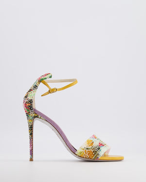 René Caovilla Multicolour Floral Crystal Embellished Heeled Sandals Size EU 38