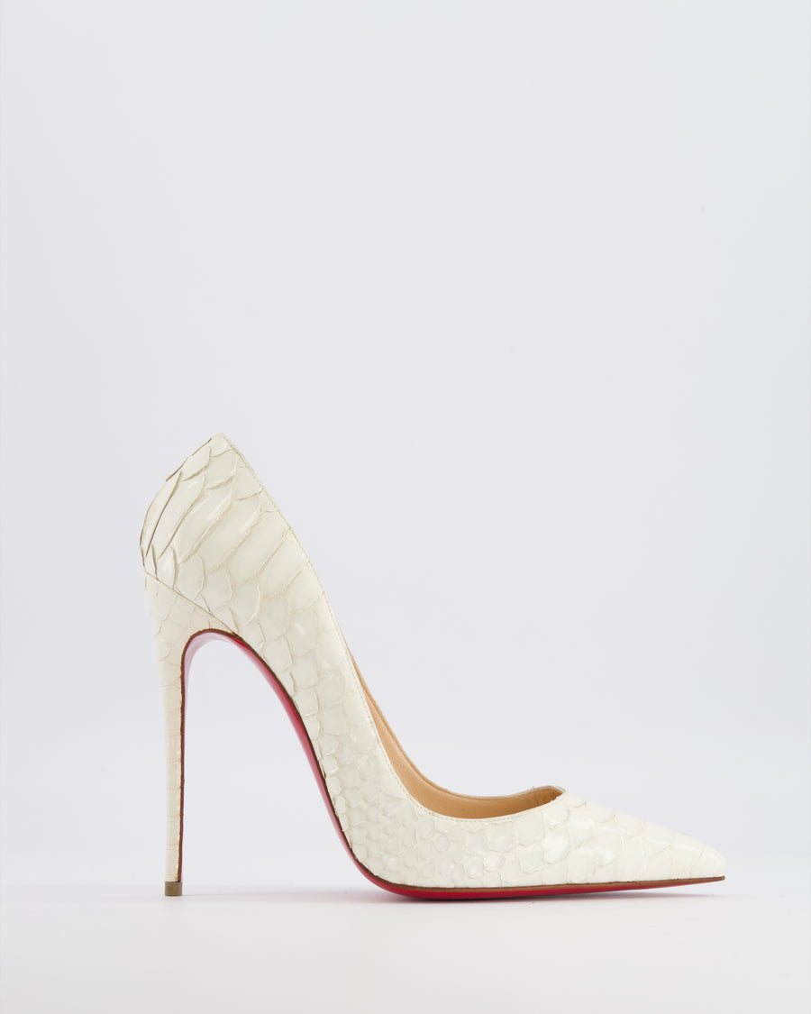 Christian Louboutin White Python Leather So Kate Pointed Toe Heeled Pumps Size EU 38.5