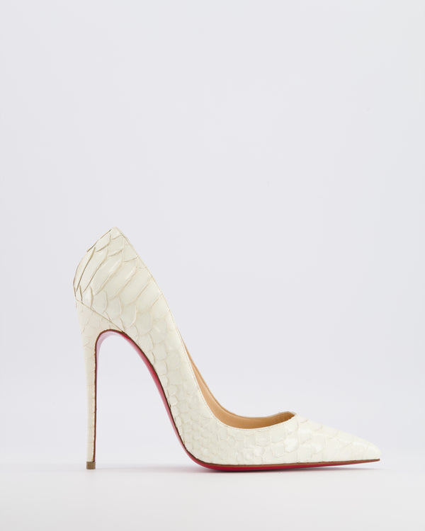 Christian Louboutin White Python Leather So Kate Pointed Toe Heeled Pumps Size EU 38.5