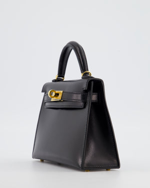 *SUPER RARE* Hermès Mini Kelly II 20 Bag in Noir Box Leather with Gold Hardware
