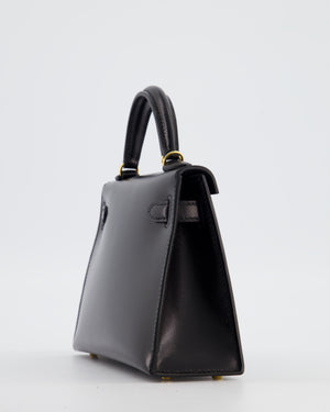 *SUPER RARE* Hermès Mini Kelly II 20 Bag in Noir Box Leather with Gold Hardware