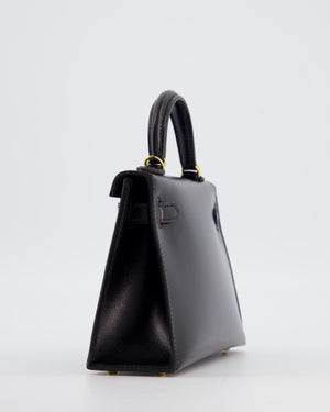 *SUPER RARE* Hermès Mini Kelly II 20 Bag in Noir Box Leather with Gold Hardware