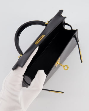 *SUPER RARE* Hermès Mini Kelly II 20 Bag in Noir Box Leather with Gold Hardware