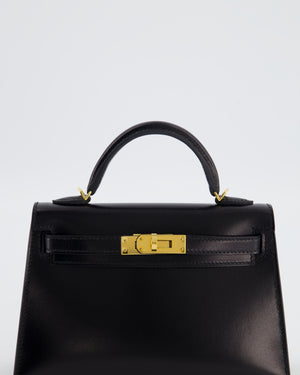*SUPER RARE* Hermès Mini Kelly II 20 Bag in Noir Box Leather with Gold Hardware