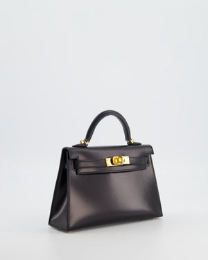*SUPER RARE* Hermès Mini Kelly II 20 Bag in Noir Box Leather with Gold Hardware