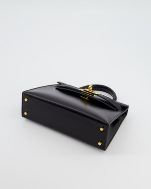 *SUPER RARE* Hermès Mini Kelly II 20 Bag in Noir Box Leather with Gold Hardware