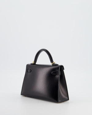 *SUPER RARE* Hermès Mini Kelly II 20 Bag in Noir Box Leather with Gold Hardware