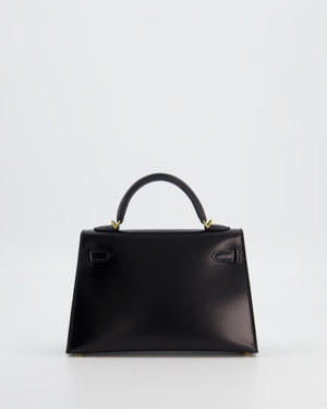*SUPER RARE* Hermès Mini Kelly II 20 Bag in Noir Box Leather with Gold Hardware