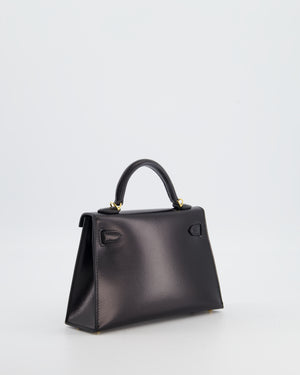 *SUPER RARE* Hermès Mini Kelly II 20 Bag in Noir Box Leather with Gold Hardware