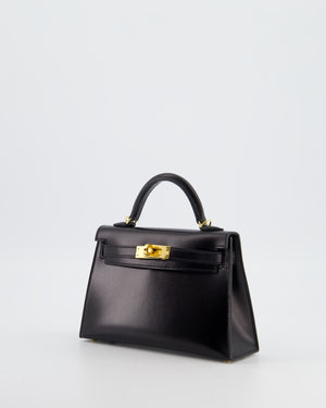 *SUPER RARE* Hermès Mini Kelly II 20 Bag in Noir Box Leather with Gold Hardware