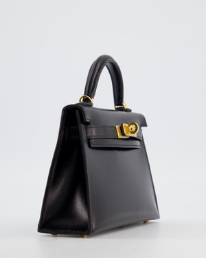 *SUPER RARE* Hermès Mini Kelly II 20 Bag in Noir Box Leather with Gold Hardware