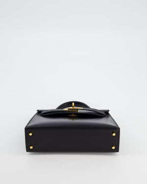 *SUPER RARE* Hermès Mini Kelly II 20 Bag in Noir Box Leather with Gold Hardware