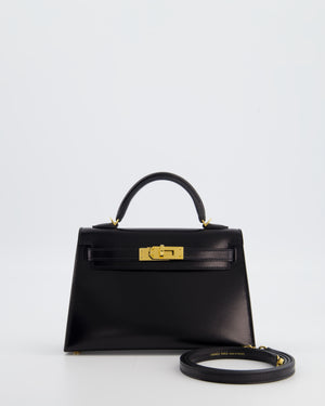 *SUPER RARE* Hermès Mini Kelly II 20 Bag in Noir Box Leather with Gold Hardware