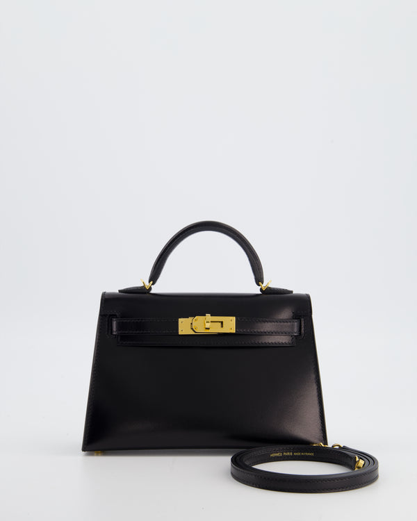 *SUPER RARE* Hermès Mini Kelly II 20 Bag in Noir Box Leather with Gold Hardware