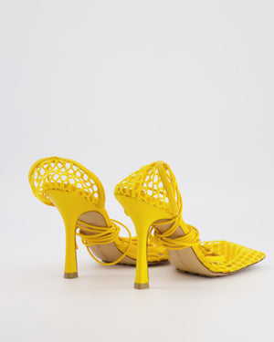 Bottega Veneta Yellow Lace Up Leather and Fishnet Heels Size EU 38 RRP £890