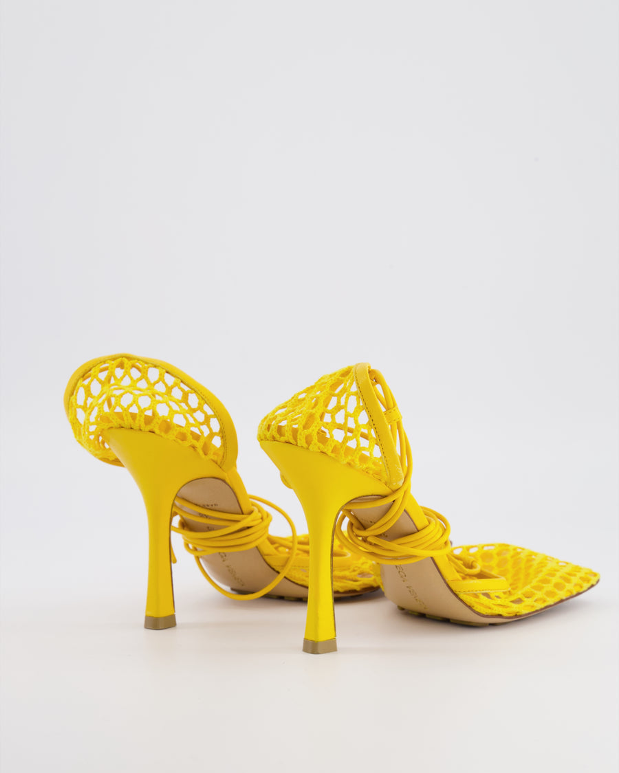 Bottega Veneta Yellow Lace Up Leather and Fishnet Heels Size EU 38 RRP £890