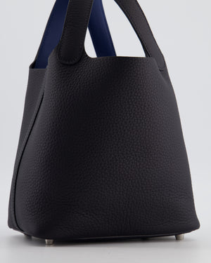 Hermès Picotin Lock 18 Eclat Bag in Caban Clemence Leather with Bleu Tie Interior Handle and Palladium Hardware